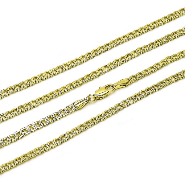 Gargantilla Básica 04.213.0341.24 Oro Laminado, Diseño de Cubana Pave, Diamantado, Dorado