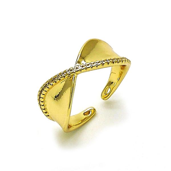 Anillo Multi Piedra 01.213.0060 Oro Laminado, Diseño de Infinito, con Micro Pave Blanca, Pulido, Dorado