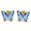 Arete Dormilona 02.341.0055.6 Oro Laminado, Diseño de Mariposa, con Cristal Zafiro Azul y Micro PaveBlanca, Pulido, Dorado