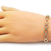Pulsera Tennis 03.213.0332.07 Oro Laminado, Diseño de Rolo, con Zirconia Cubica Blanca, Pulido, Dorado