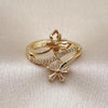 Anillo Multi Piedra 01.266.0066 Oro Laminado, Diseño de Flor y Mariposa, Diseño de Flor, con Zirconia Cubica Blanca y Micro PaveBlanca, Pulido, Dorado