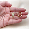 Argolla Huggie 02.283.0275.20 Oro Laminado, Diseño de Llave Griega, con Zirconia Cubica Blanca, Pulido, Dorado