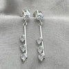 Arete Largo 02.401.0068 Plata Rodinada, con Zirconia Cubica Blanca, Pulido, Plateado