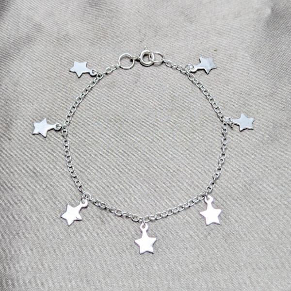 Pulsera de Dije 03.409.0165.07 Plata Rodinada, Diseño de Estrella, Pulido, Plateado