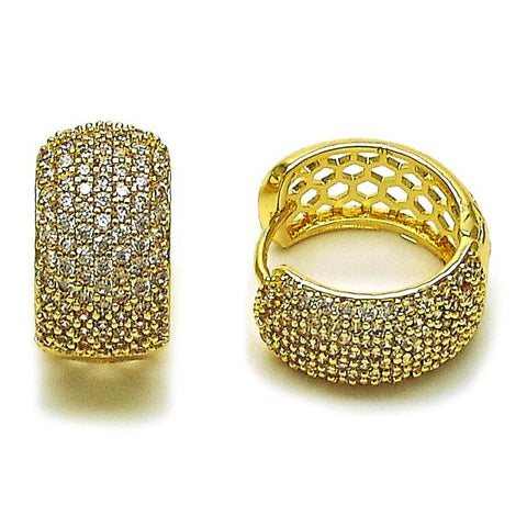 Argolla Huggie 02.283.0269.20 Oro Laminado, con Zirconia Cubica Blanca, Pulido, Dorado