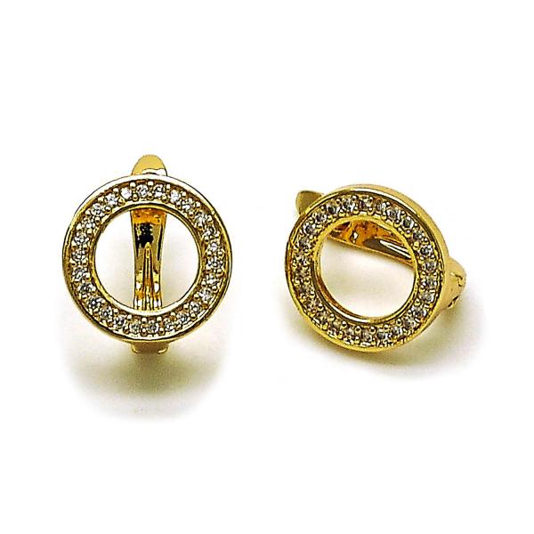 Argolla Huggie 02.283.0235.10 Oro Laminado, con Zirconia Cubica Blanca, Pulido, Dorado