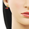 Arete Dormilona 02.417.0010 Oro Laminado, Diseño de Cereza, Esmaltado Rojo, Dorado