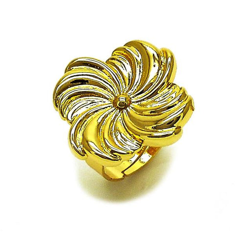Anillo Elegante 01.282.0004 Oro Laminado, Diseño de Flor, Pulido, Dorado