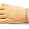 Pulsera Tennis 03.213.0347.07 Oro Laminado, con Zirconia Cubica Blanca, Pulido, Dorado