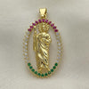 Dije Religioso 05.380.0159.1 Oro Laminado, Diseño de San Judas, con Zirconia Cubica Multicolor, Pulido, Dorado