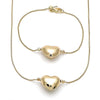 Collar y Pulso 06.63.0292 Oro Laminado, Diseño de Corazon y Box, Diseño de Corazon, Pulido, Dorado