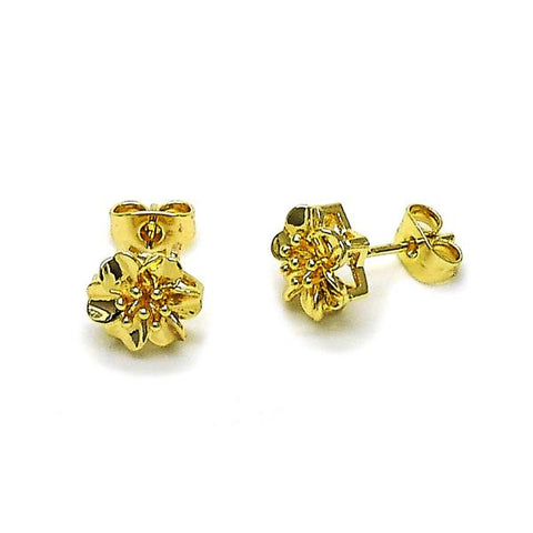 Arete Dormilona 02.170.0532 Oro Laminado, Diseño de Flor, Pulido, Dorado