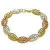 Pulsera Elegante 03.411.0078.08 Oro Laminado, Diseño de Puff Mariner y Guadalupe, Diseño de Puff Mariner, Pulido, Tricolor