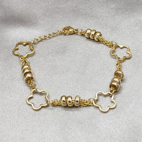 Pulsera Elegante 03.63.22124.07 Acero Inoxidable, Diseño de Flor, Pulido, Dorado