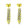 Argolla Pequeña 02.379.0054.1.20 Oro Laminado, Diseño de Torcido, con Cristal Blanca, Diamantado, Dorado