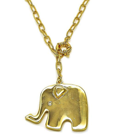 Collares con Dije 04.63.1433.20 Oro Laminado, Diseño de Elefante, Pulido, Dorado