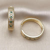 Argolla Huggie 02.210.0056.5.30 Oro Laminado, con Zirconia Cubica Verde y Micro PaveBlanca, Pulido, Dorado