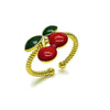 Anillo Elegante 01.170.0003 Oro Laminado, Diseño de Cereza, Esmaltado Rojo, Dorado