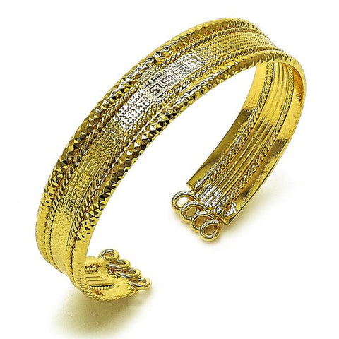 Aro Individual 07.170.0052 Oro Laminado, Diseño de Llave Griega, Diamantado, Dorado