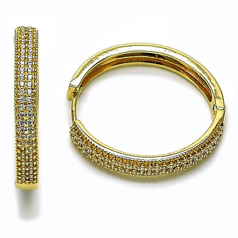 Argolla Huggie 02.195.0356.30 Oro Laminado, con Zirconia Cubica Blanca, Pulido, Dorado