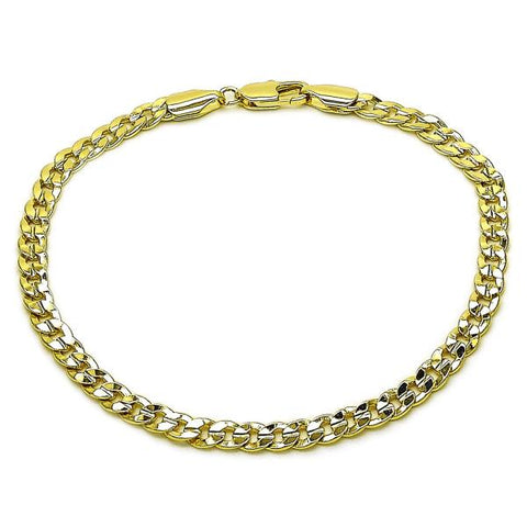 Pulsera Básica 04.213.0356.09 Oro Laminado, Diseño de Cubana Concava, Pulido, Dorado