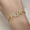 Pulsera Bolo Ajustable 03.341.0127.11 Oro Laminado, Diseño de Mama, con Micro Pave Blanca, Pulido, Dorado
