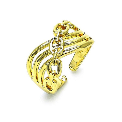 Anillo Elegante 01.60.0012 Oro Laminado, Diseño de Paperclip, Pulido, Dorado