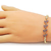 Pulsera Elegante 03.283.0481.07 Oro Laminado, Diseño de Cereza, con Micro Pave Rubi, Pulido, Dorado