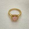 Anillo Multi Piedra 01.284.0044.08 Oro Laminado, Diseño de Herringbone, con Zirconia Cubica Rosado, Pulido, Dorado