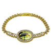 Pulsera Elegante 03.283.0477.07 Oro Laminado, Diseño de San Judas y Baguette, Diseño de San Judas, con Zirconia Cubica Blanca, Pulido, Dorado