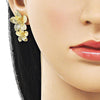 Arete Dormilona 02.282.0062 Oro Laminado, Diseño de Flor, Diamantado, Dorado