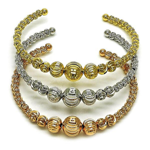 Aro Trio 07.282.0019 Oro Laminado, Diseño de Bola, Diamantado, Tricolor