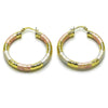Argolla Mediana 02.213.0813.40 Oro Laminado, Diseño de Hueco, Diamantado, Tricolor