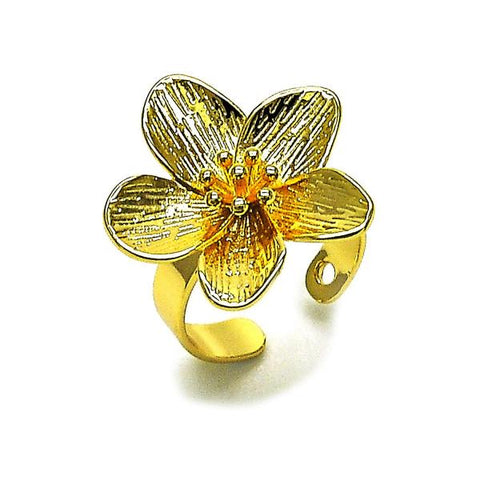 Anillo Elegante 01.282.0003 Oro Laminado, Diseño de Flor, Diamantado, Dorado