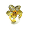 Anillo Elegante 01.282.0003 Oro Laminado, Diseño de Flor, Diamantado, Dorado