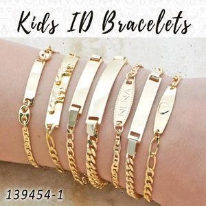 Kit Surtido de 40 Pulseras ID Infantiles de Oro Laminado al por mayor — SKU 139454