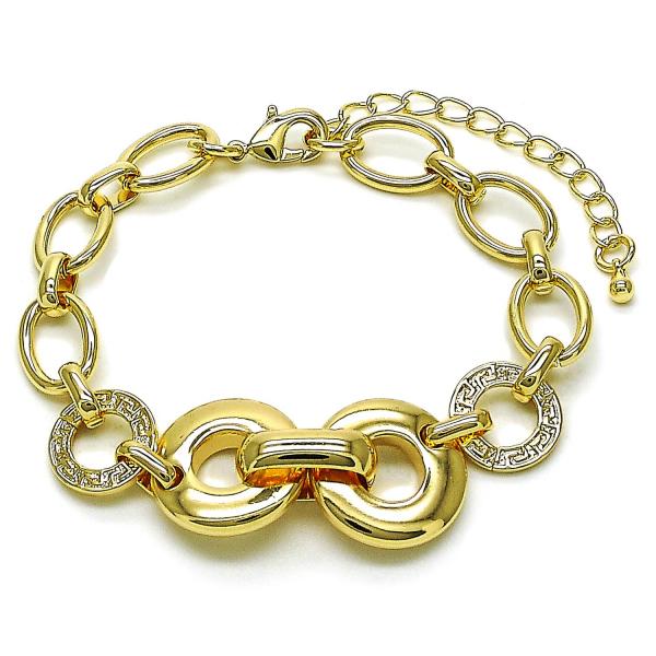 Pulsera Elegante 03.418.0001.07 Oro Laminado, Diseño de Llave Griega, Pulido, Dorado