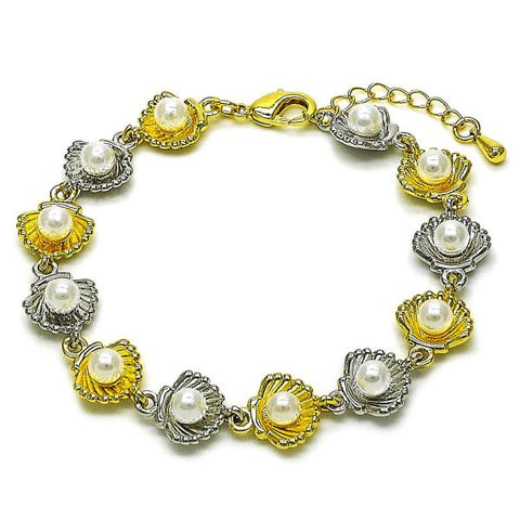 Pulsera Tennis 03.341.0246.07 Oro Laminado, Diseño de Concha y Bola, Diseño de Concha, con Perla Marfil, Pulido, Dos Tonos