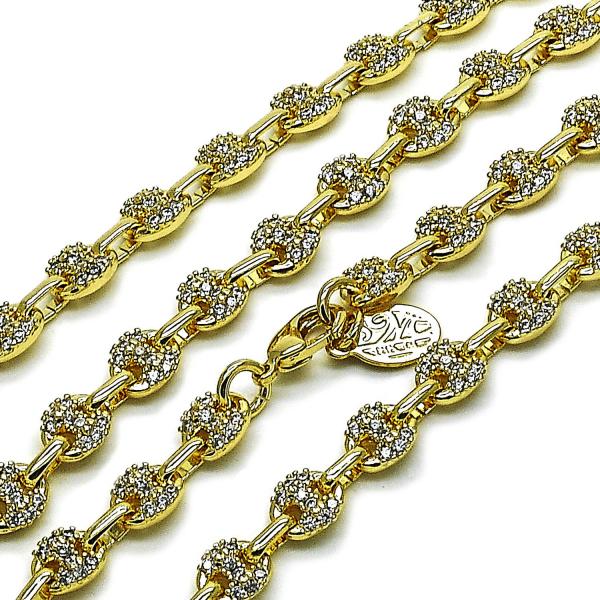Gargantilla Elegante 04.63.1401.20 Oro Laminado, Diseño de Puff Mariner, con Micro Pave Blanca, Pulido, Dorado