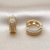 Argolla Huggie 02.283.0285.15 Oro Laminado, con Micro Pave Blanca, Pulido, Dorado
