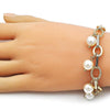 Pulsera de Dije 03.331.0332.07 Oro Laminado, Diseño de Bola, con Perla Marfil, Pulido, Dorado