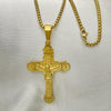 Collares con Dije 04.116.0014.30 Acero Inoxidable, Diseño de Crucifijo, Pulido, Dorado