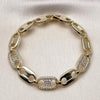 Pulsera Tennis 03.283.0479.07 Oro Laminado, Diseño de Puff Mariner, con Zirconia Cubica Blanca, Pulido, Dorado