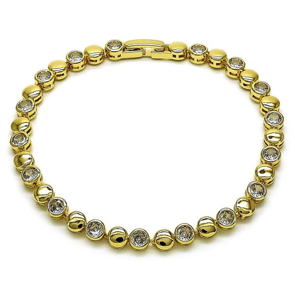 Pulsera Tennis 03.283.0454.07 Oro Laminado, con Zirconia Cubica Blanca, Pulido, Dorado