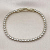 Pulsera Tennis 03.213.0326.07 Oro Laminado, con Zirconia Cubica Blanca, Pulido, Dorado