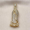 Dije Religioso 05.253.0197.1 Oro Laminado, Diseño de Guadalupe, con Zirconia Cubica Blanca, Pulido, Dorado