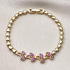 Pulsera Elegante 03.283.0481.07 Oro Laminado, Diseño de Cereza, con Micro Pave Rubi, Pulido, Dorado