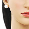 Arete Dormilona 02.282.0026 Oro Laminado, con Madre Perla Marfil, Pulido, Dorado