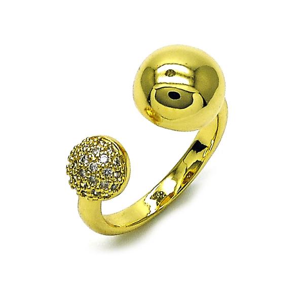 Anillo Multi Piedra 01.341.0136 Oro Laminado, Diseño de Bola, con Micro Pave Blanca, Pulido, Dorado