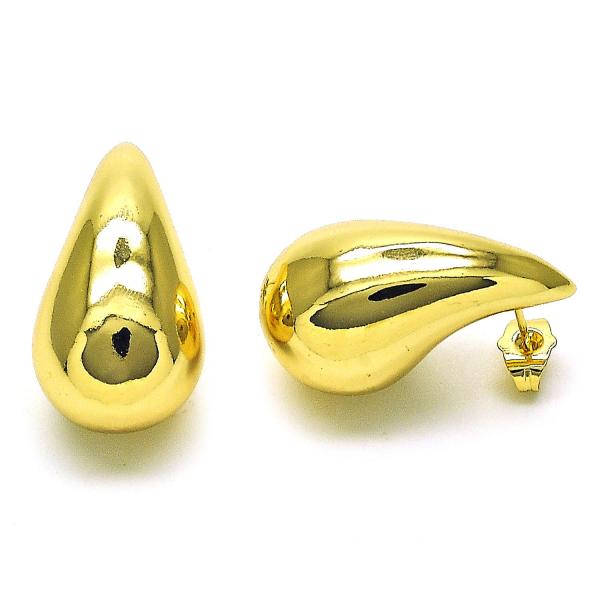 Arete Dormilona 02.195.0219 Oro Laminado, Diseño de Chunky, Pulido, Dorado